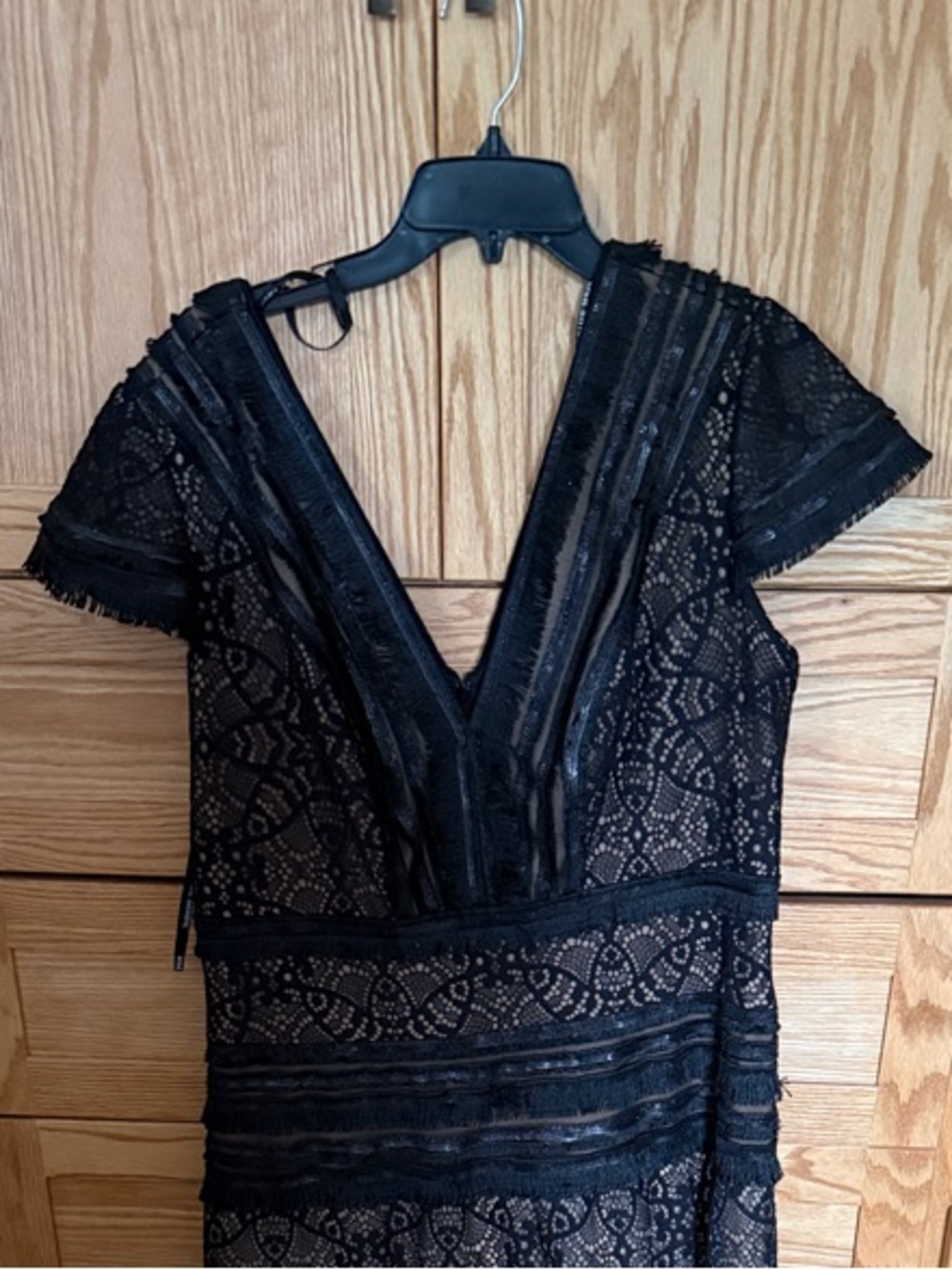 Tadashi Shoji Black Lace V-Neck Maxi Dress